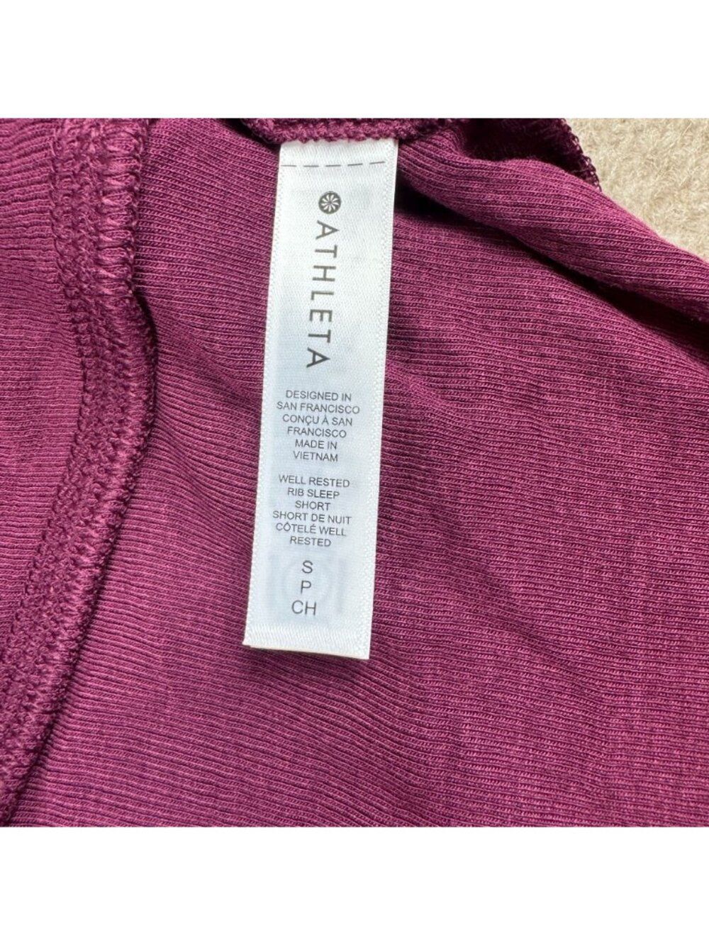 Athleta Well Rested Rib Sleep Short Deep Burgundy Modal Ribbed NWT S XL 3X Comfy - Picture 6 of 14